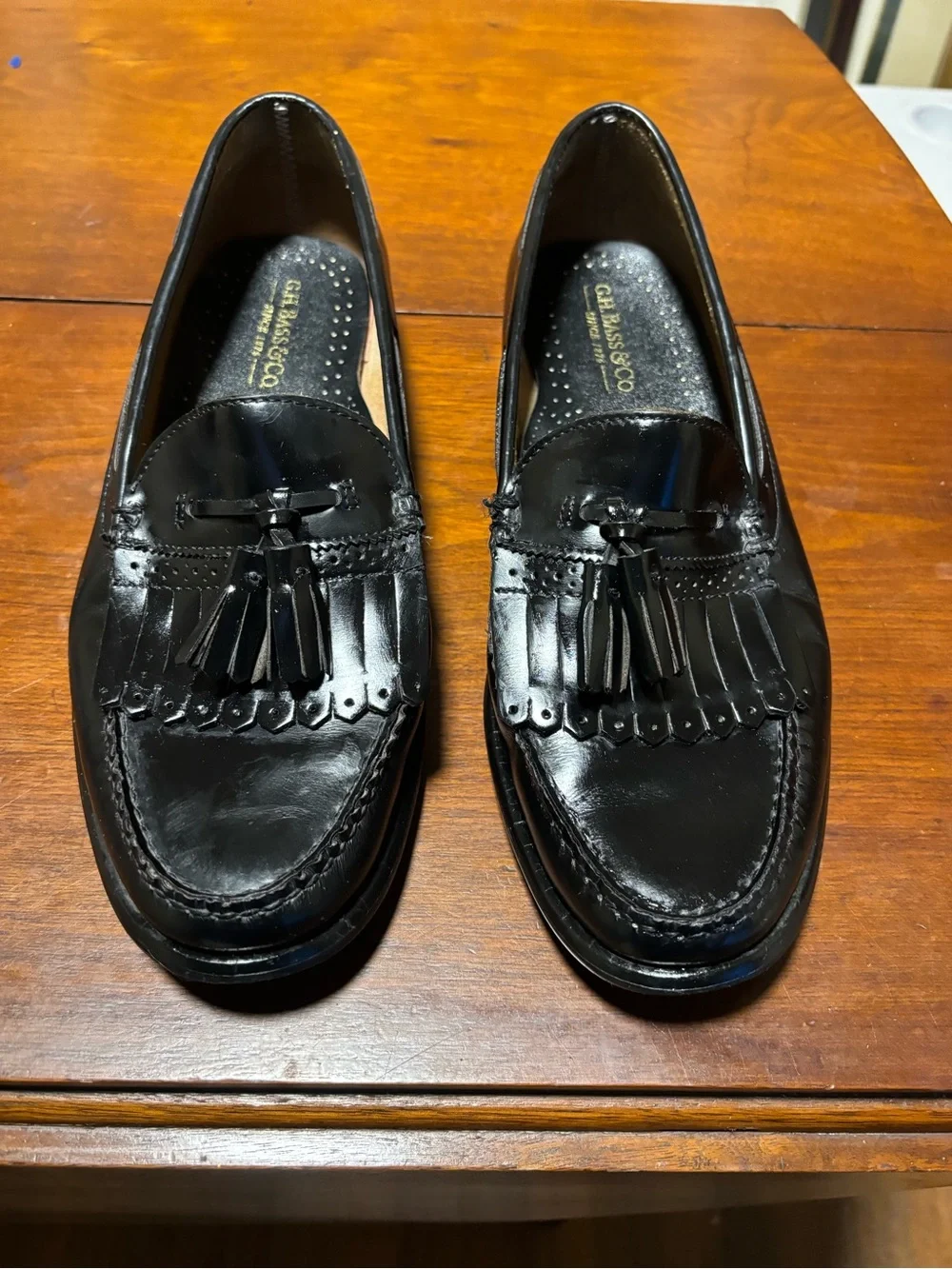G.H. Bass & Co. Kitties Tassel Loafer Black Leather Size 10.5 D Style 067022